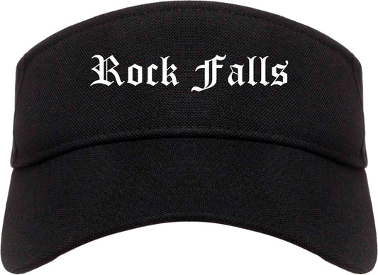 Rock Falls Illinois IL Old English Mens Visor Cap Hat Black