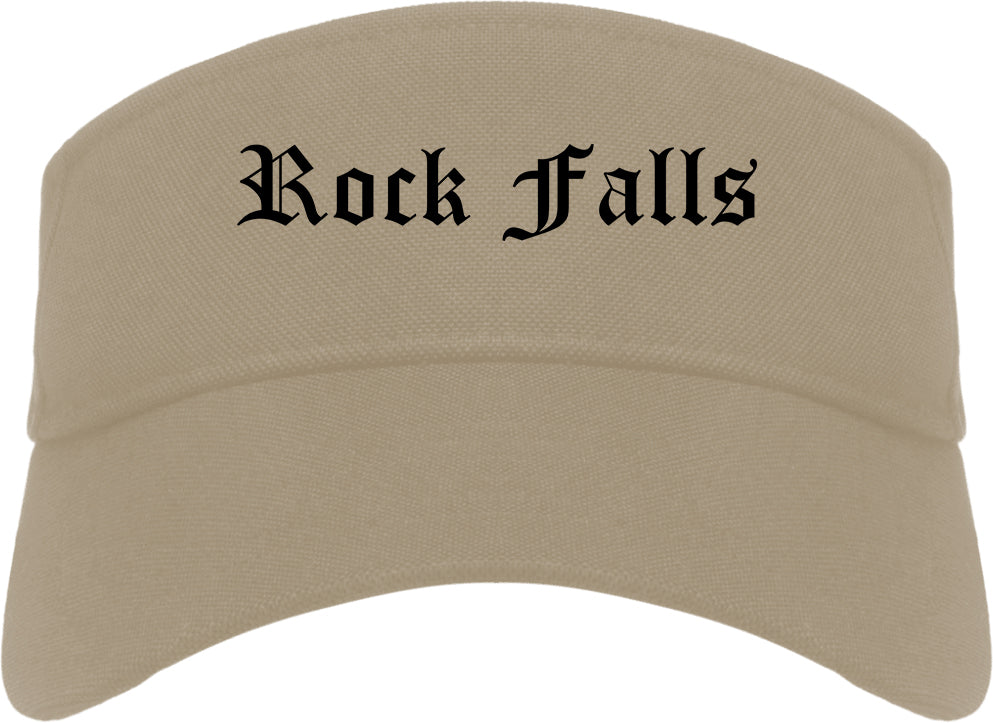 Rock Falls Illinois IL Old English Mens Visor Cap Hat Khaki