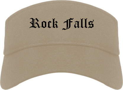 Rock Falls Illinois IL Old English Mens Visor Cap Hat Khaki