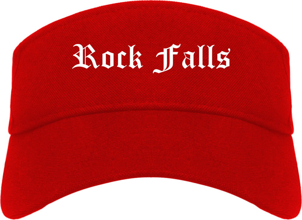 Rock Falls Illinois IL Old English Mens Visor Cap Hat Red