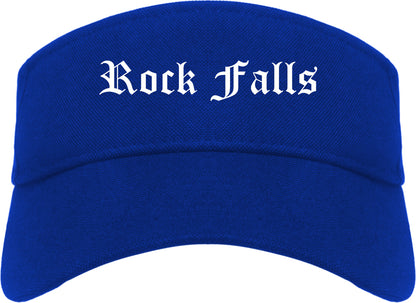 Rock Falls Illinois IL Old English Mens Visor Cap Hat Royal Blue