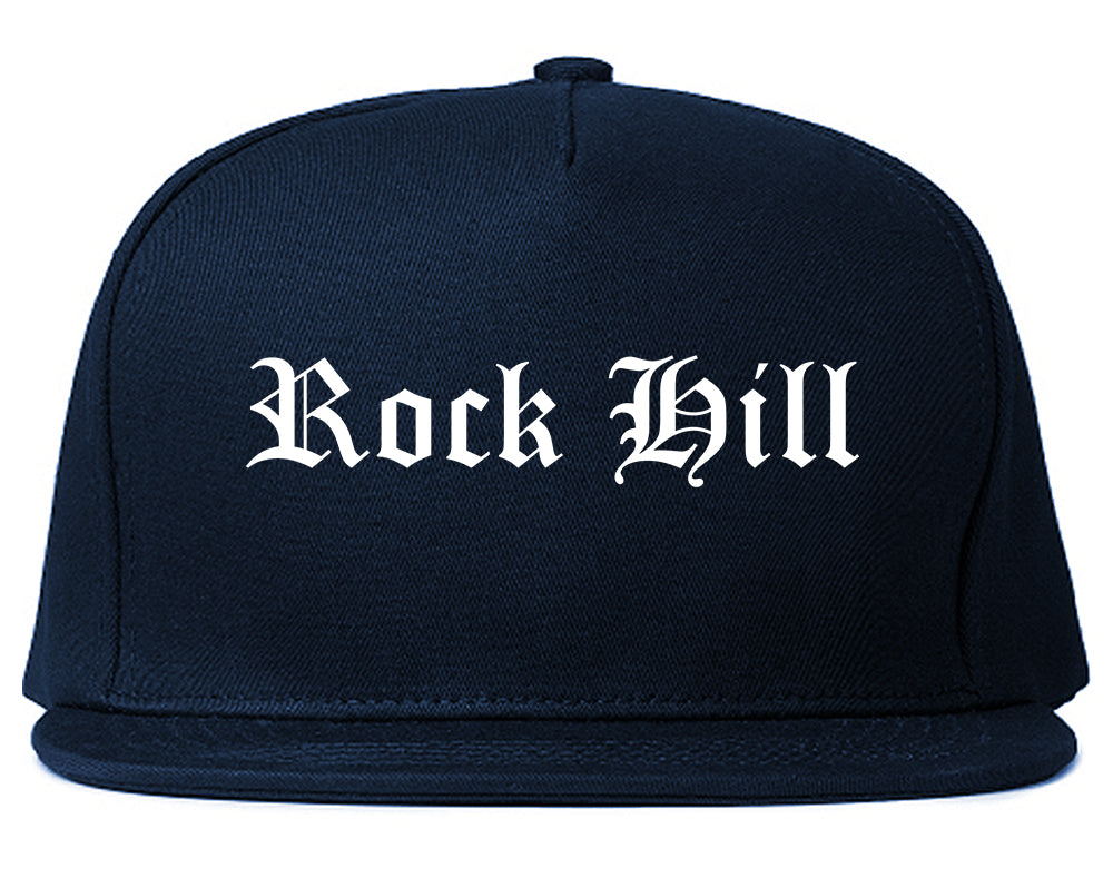 Rock Hill Missouri MO Old English Mens Snapback Hat Navy Blue