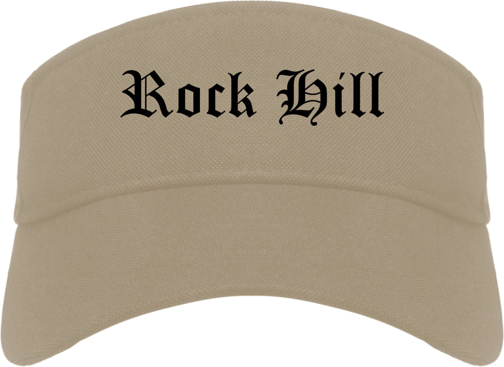 Rock Hill Missouri MO Old English Mens Visor Cap Hat Khaki
