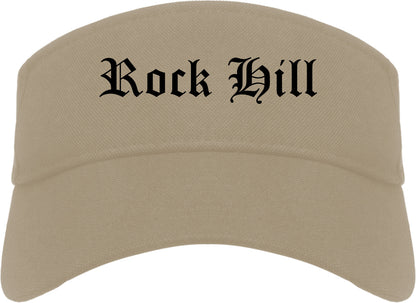 Rock Hill Missouri MO Old English Mens Visor Cap Hat Khaki