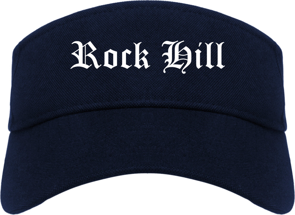 Rock Hill Missouri MO Old English Mens Visor Cap Hat Navy Blue