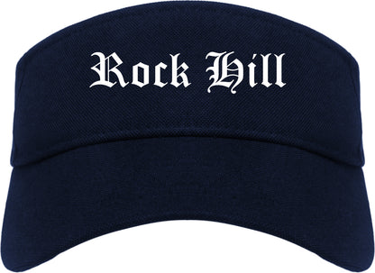 Rock Hill Missouri MO Old English Mens Visor Cap Hat Navy Blue