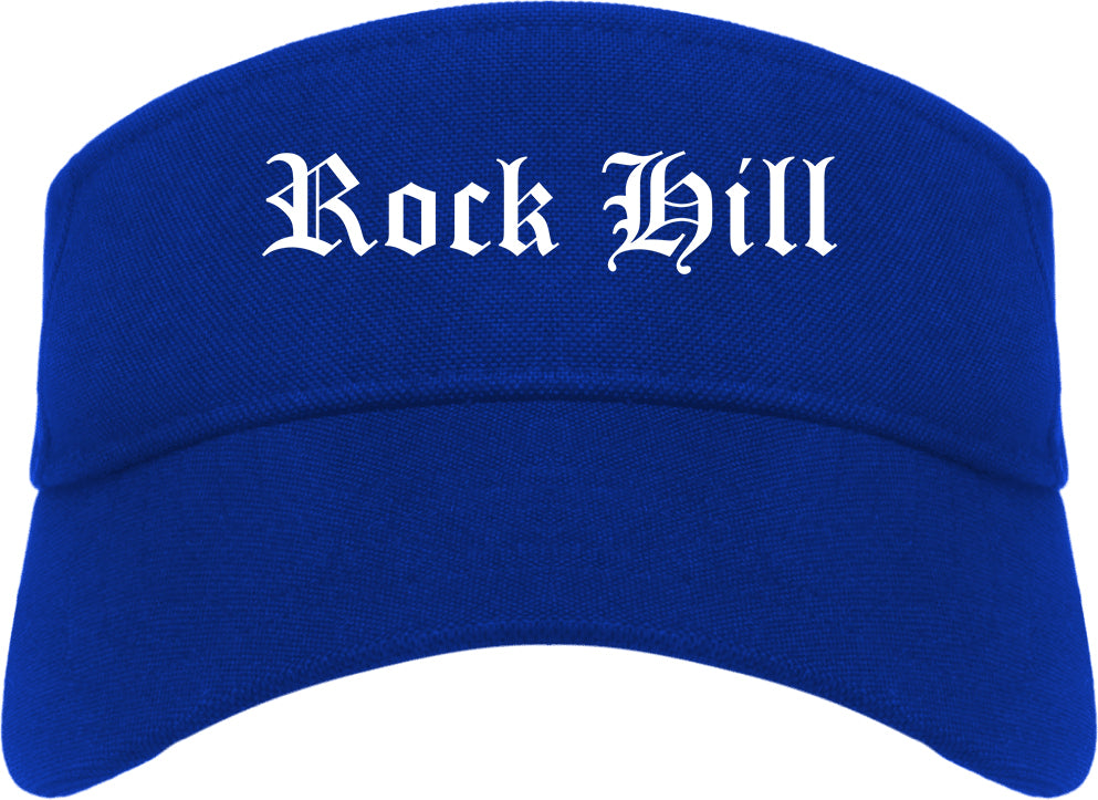 Rock Hill Missouri MO Old English Mens Visor Cap Hat Royal Blue