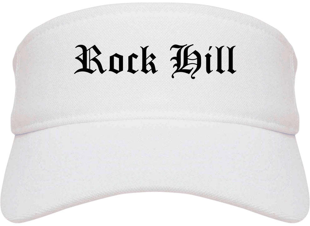 Rock Hill Missouri MO Old English Mens Visor Cap Hat White