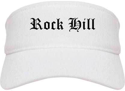 Rock Hill Missouri MO Old English Mens Visor Cap Hat White