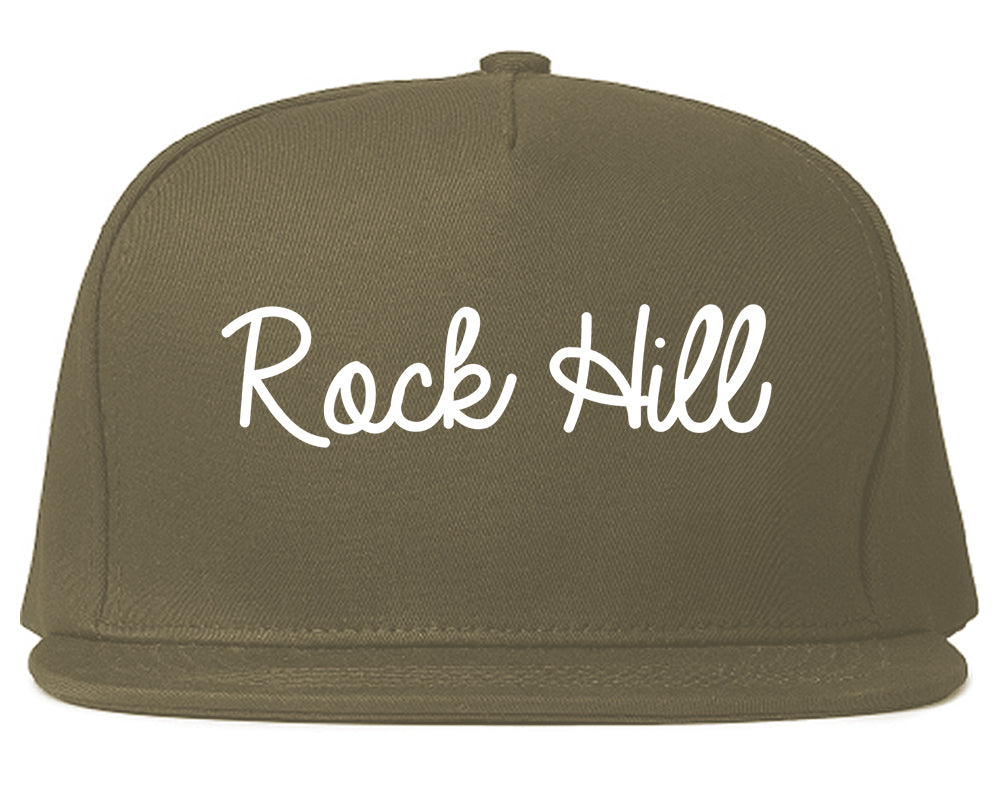 Rock Hill South Carolina SC Script Mens Snapback Hat Grey