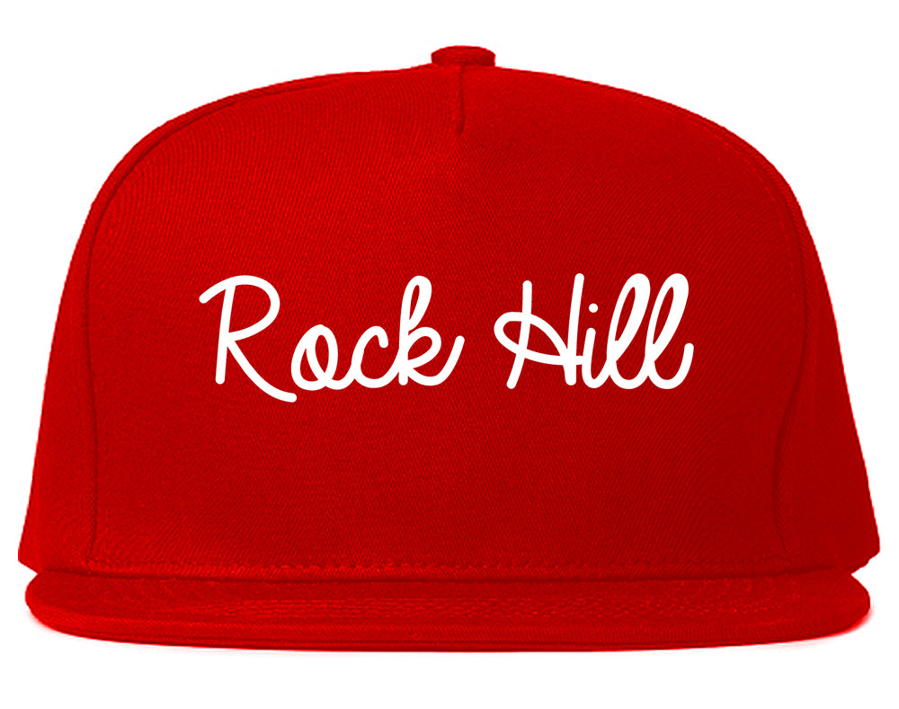 Rock Hill South Carolina SC Script Mens Snapback Hat Red