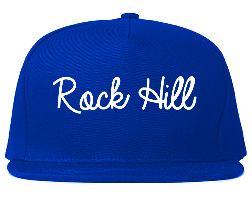 Rock Hill South Carolina SC Script Mens Snapback Hat Royal Blue