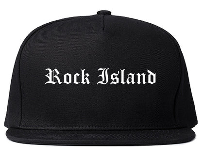 Rock Island Illinois IL Old English Mens Snapback Hat Black
