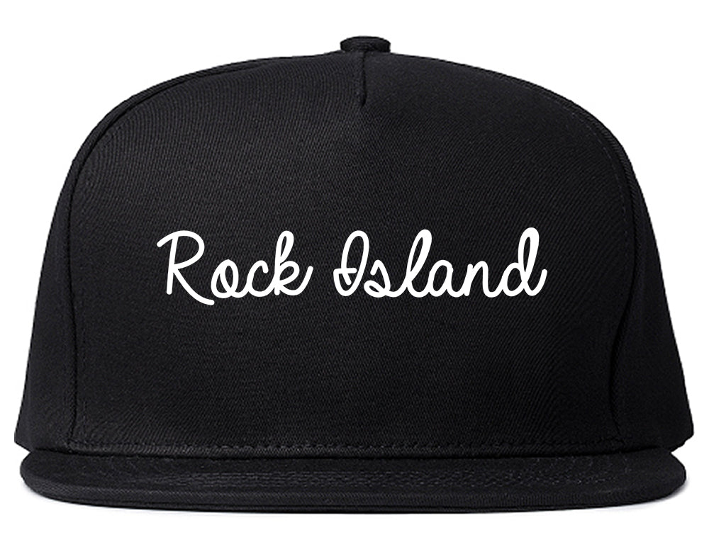 Rock Island Illinois IL Script Mens Snapback Hat Black