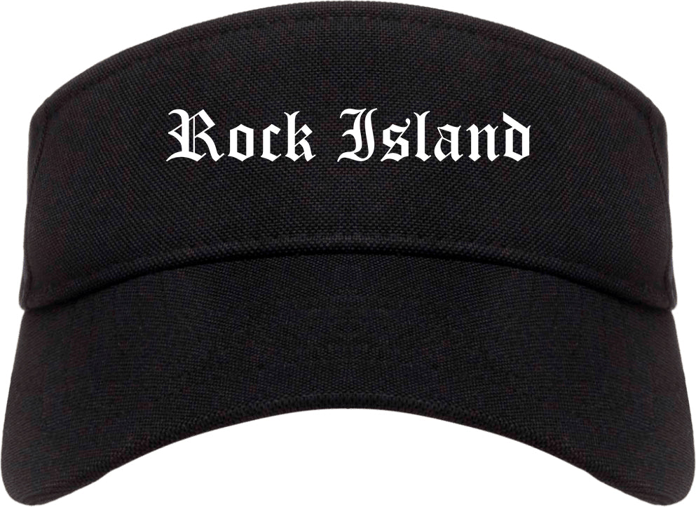 Rock Island Illinois IL Old English Mens Visor Cap Hat Black