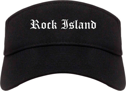 Rock Island Illinois IL Old English Mens Visor Cap Hat Black