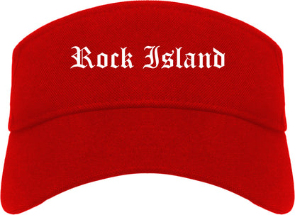 Rock Island Illinois IL Old English Mens Visor Cap Hat Red