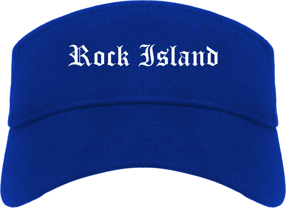 Rock Island Illinois IL Old English Mens Visor Cap Hat Royal Blue