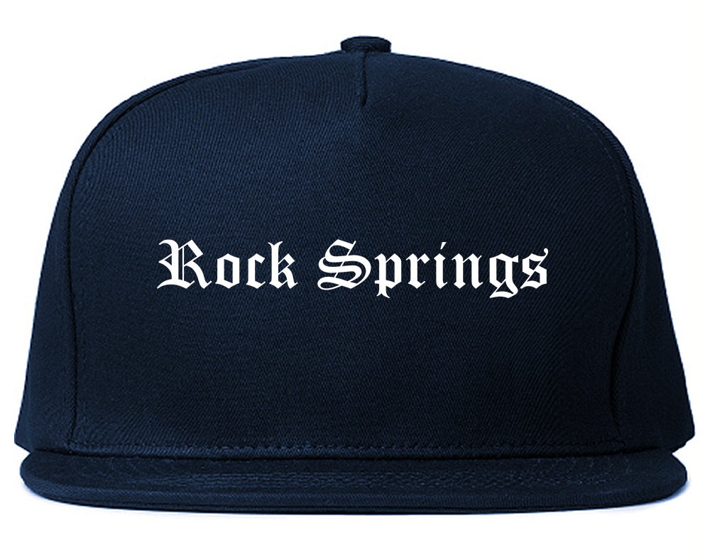 Rock Springs Wyoming WY Old English Mens Snapback Hat Navy Blue