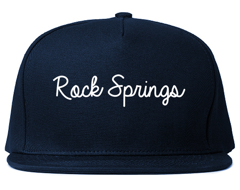 Rock Springs Wyoming WY Script Mens Snapback Hat Navy Blue
