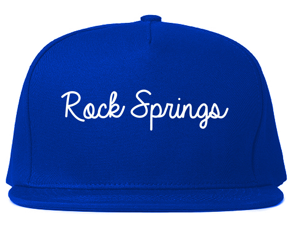 Rock Springs Wyoming WY Script Mens Snapback Hat Royal Blue