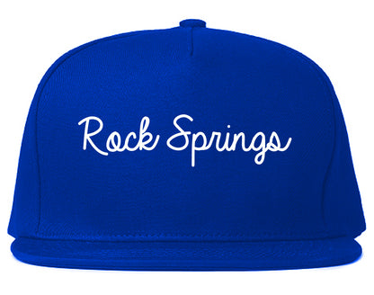 Rock Springs Wyoming WY Script Mens Snapback Hat Royal Blue