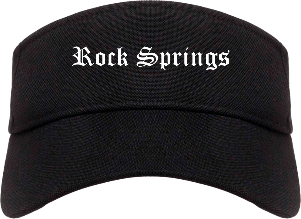 Rock Springs Wyoming WY Old English Mens Visor Cap Hat Black