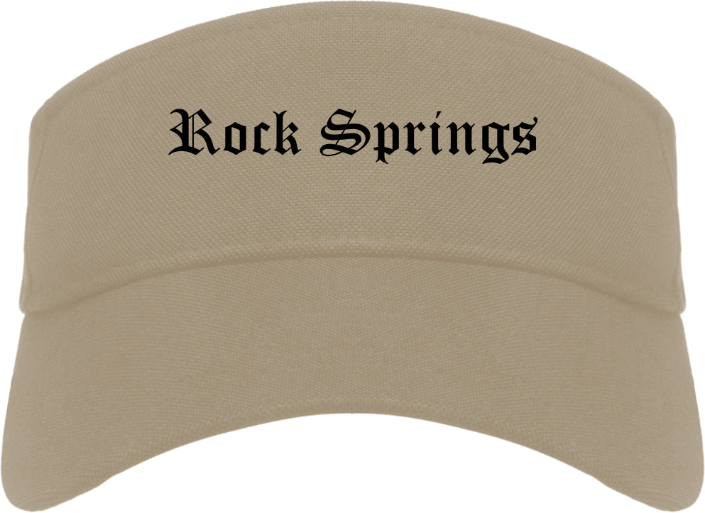 Rock Springs Wyoming WY Old English Mens Visor Cap Hat Khaki