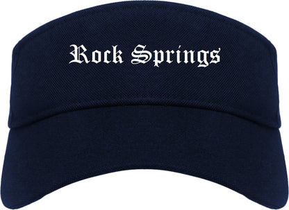 Rock Springs Wyoming WY Old English Mens Visor Cap Hat Navy Blue