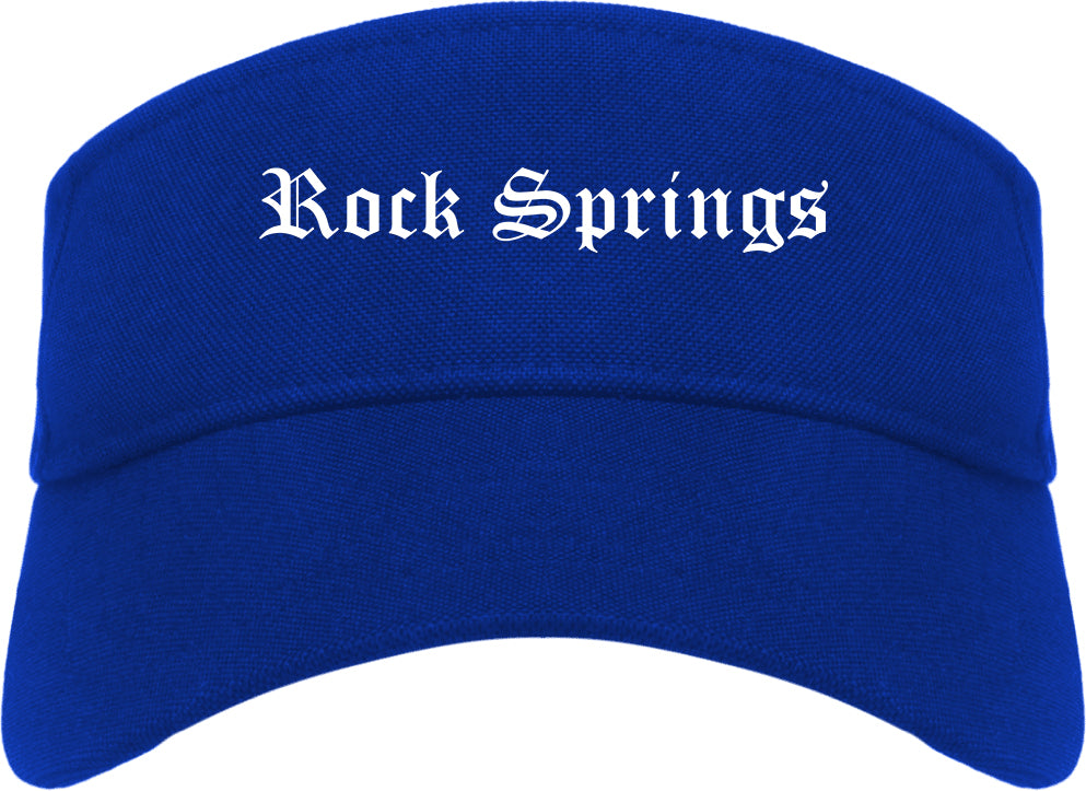 Rock Springs Wyoming WY Old English Mens Visor Cap Hat Royal Blue