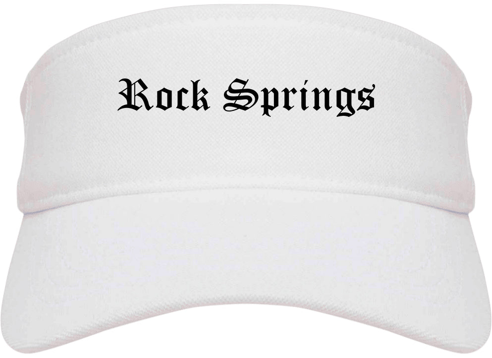 Rock Springs Wyoming WY Old English Mens Visor Cap Hat White
