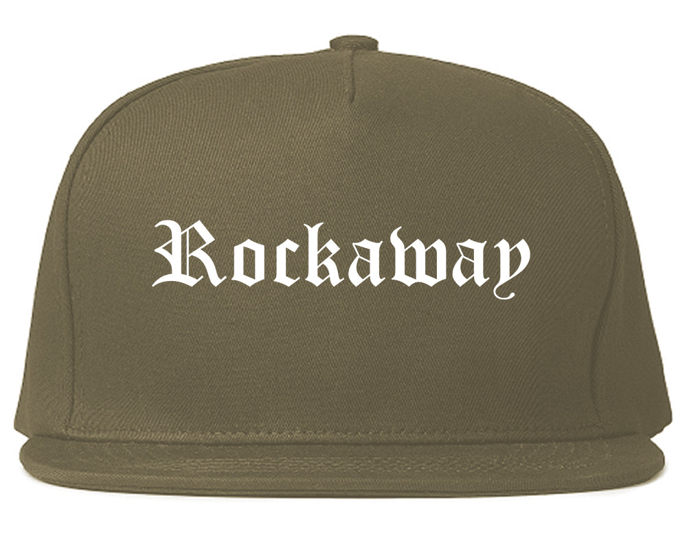 Rockaway New Jersey NJ Old English Mens Snapback Hat Grey