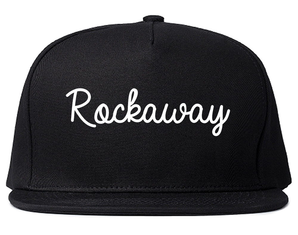 Rockaway New Jersey NJ Script Mens Snapback Hat Black