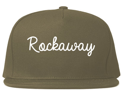 Rockaway New Jersey NJ Script Mens Snapback Hat Grey