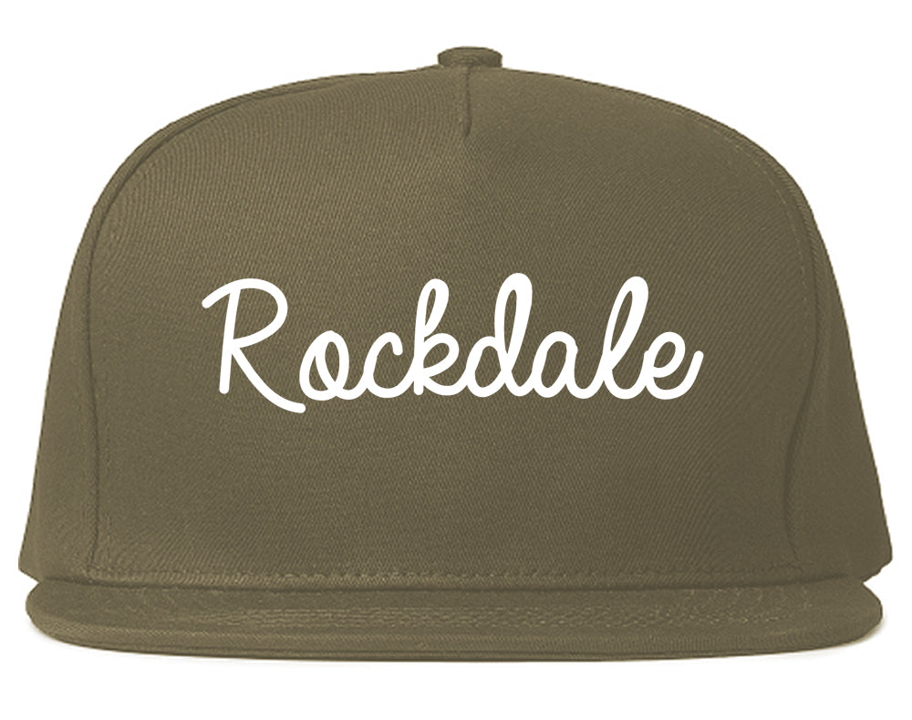 Rockdale Texas TX Script Mens Snapback Hat Grey