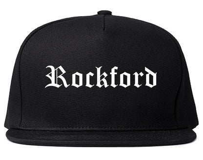 Rockford Illinois IL Old English Mens Snapback Hat Black