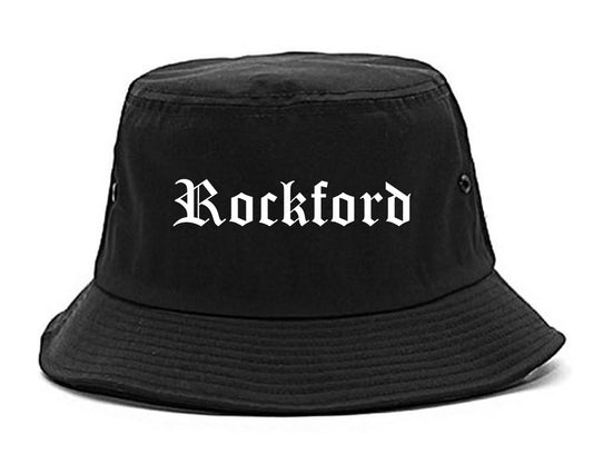 Rockford Illinois IL Old English Mens Bucket Hat Black