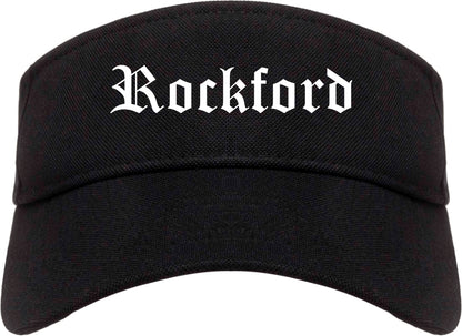 Rockford Illinois IL Old English Mens Visor Cap Hat Black