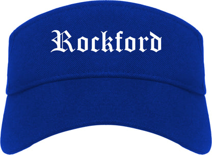 Rockford Illinois IL Old English Mens Visor Cap Hat Royal Blue