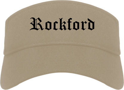 Rockford Michigan MI Old English Mens Visor Cap Hat Khaki
