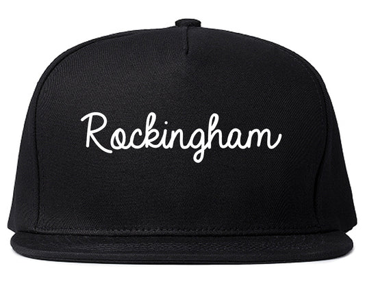 Rockingham North Carolina NC Script Mens Snapback Hat Black