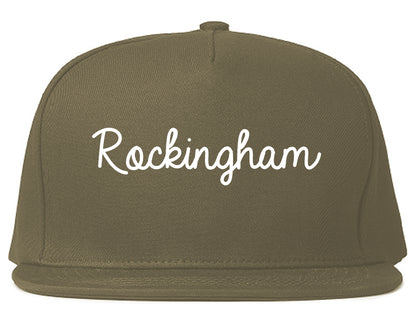 Rockingham North Carolina NC Script Mens Snapback Hat Grey
