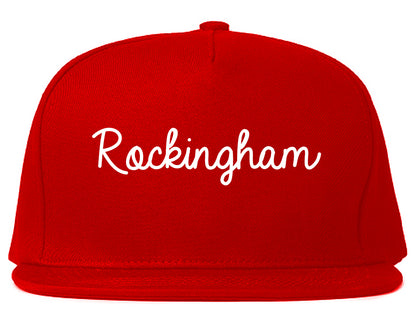 Rockingham North Carolina NC Script Mens Snapback Hat Red