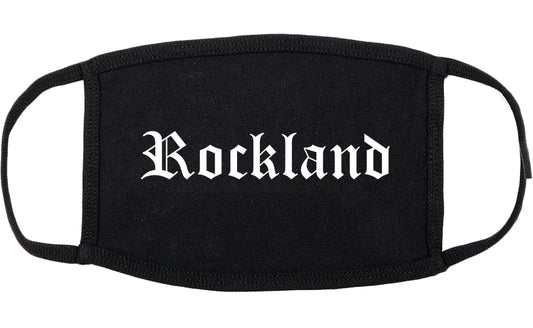 Rockland Maine ME Old English Cotton Face Mask Black