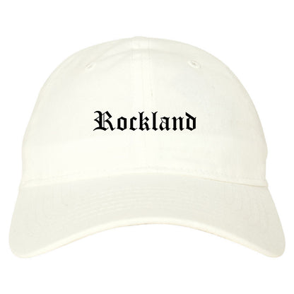 Rockland Maine ME Old English Mens Dad Hat Baseball Cap White