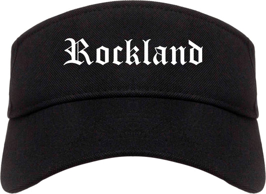 Rockland Maine ME Old English Mens Visor Cap Hat Black
