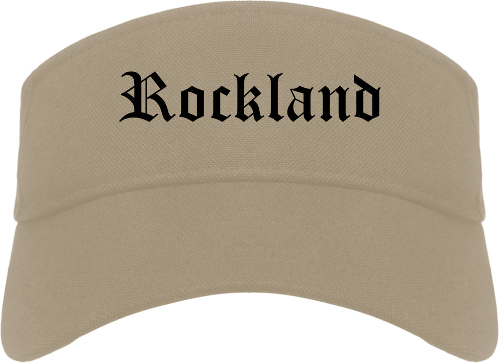 Rockland Maine ME Old English Mens Visor Cap Hat Khaki