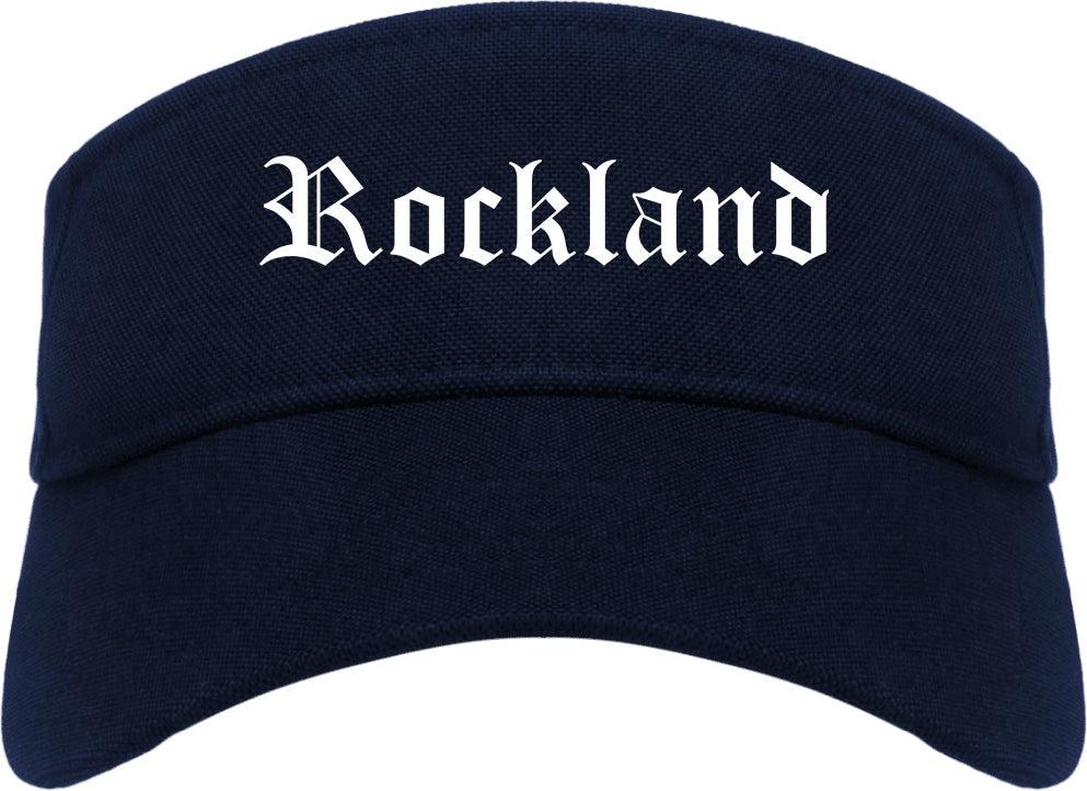 Rockland Maine ME Old English Mens Visor Cap Hat Navy Blue