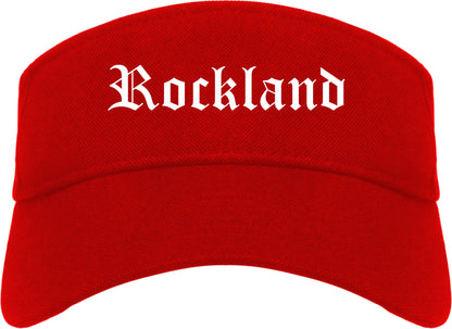 Rockland Maine ME Old English Mens Visor Cap Hat Red