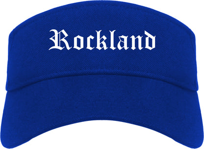 Rockland Maine ME Old English Mens Visor Cap Hat Royal Blue